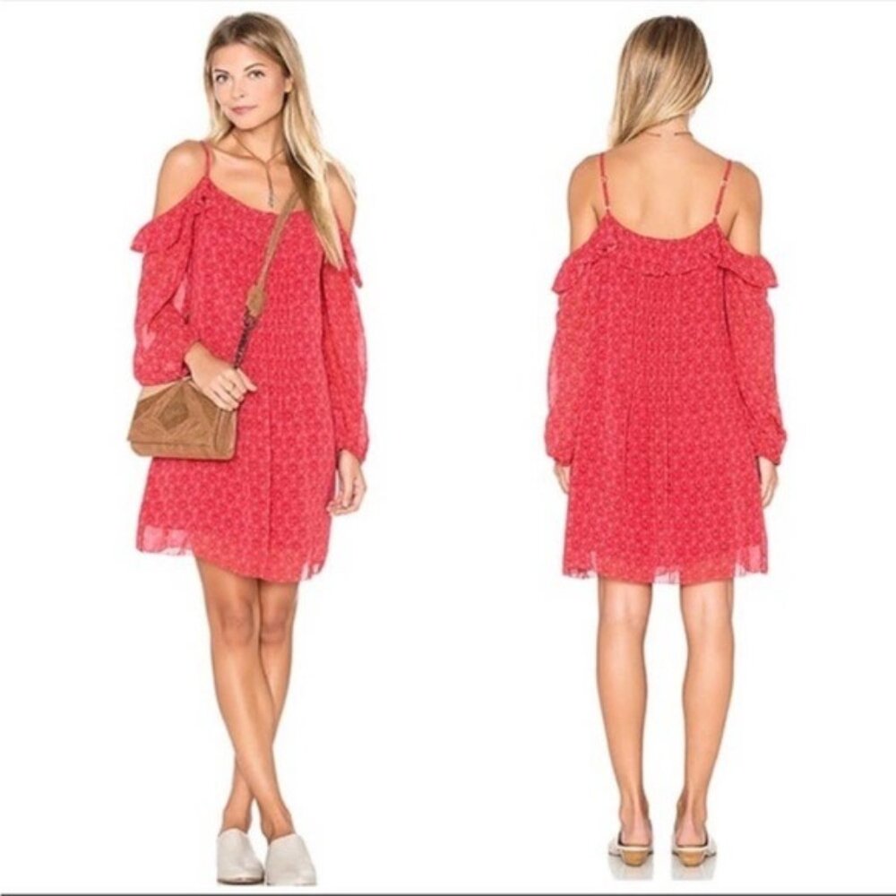 Sanctuary Anthropology Penelope Red Cold Shoulder Dress XS